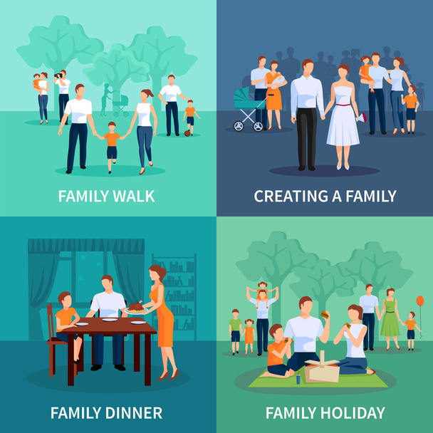 Rodinný koncept ikony nastavit - Vektor, obrázek