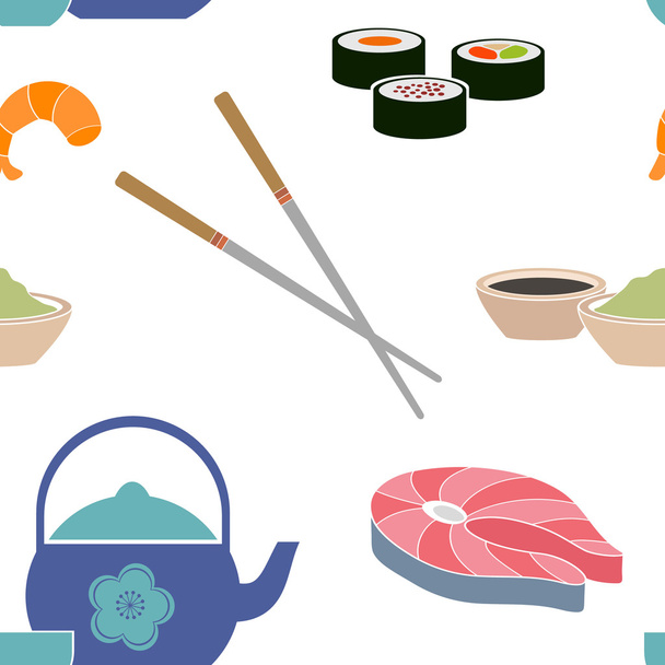 nahtloses Muster mit Sushi-Ikonen  - Vektor, Bild