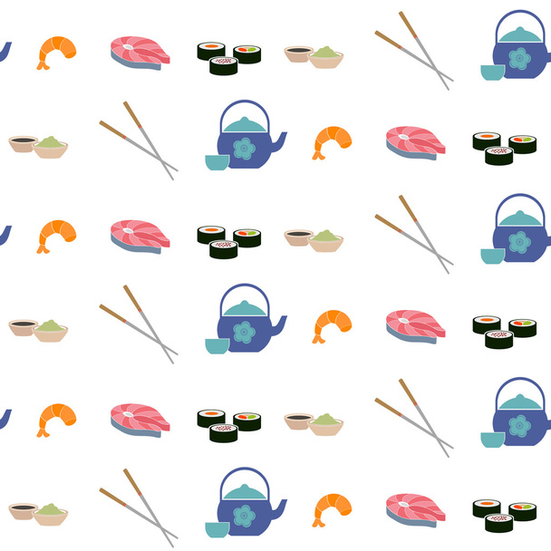 Bezešvé vzor s ikonami suši  - Vektor, obrázek