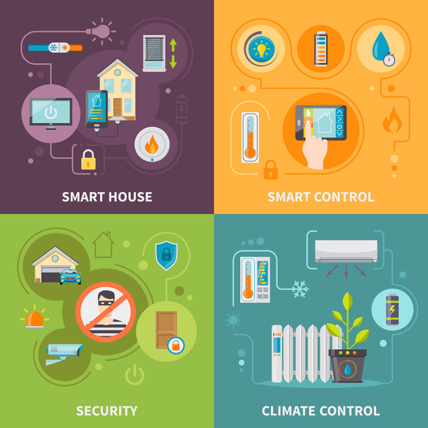 Systems Of Control In Smart House - Вектор, зображення