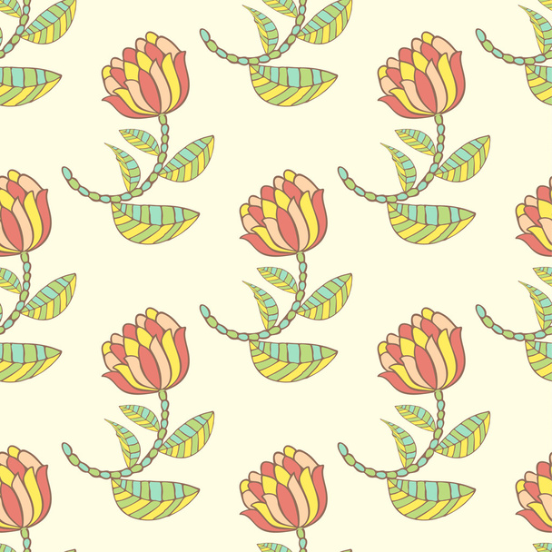 Vector hand drawn floral seamless pattern - Διάνυσμα, εικόνα
