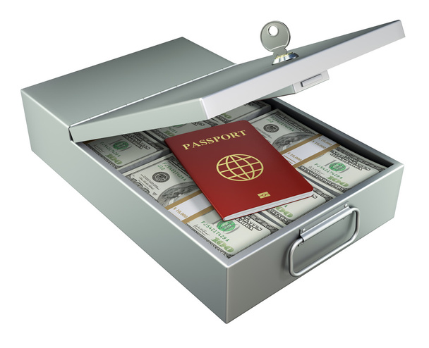 Банковская ячейка с деньгами и паспортом
 - Фото, изображение