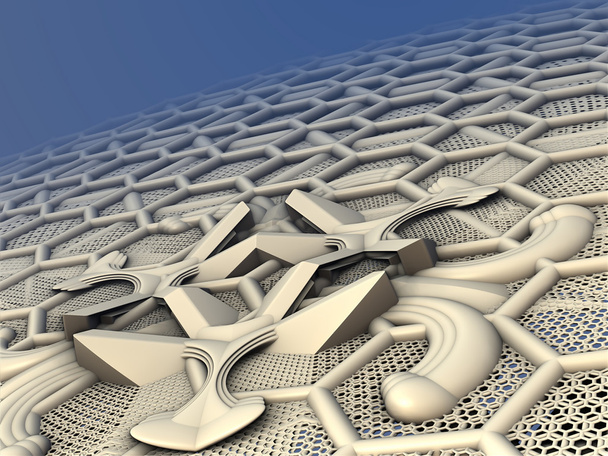 3D illüstrasyon soyut geometrik kompozisyon dijital sanat eserleri. - Fotoğraf, Görsel