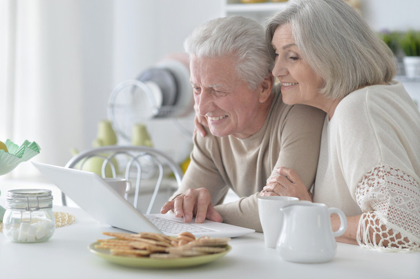 Senior couple  with laptop - Foto, afbeelding