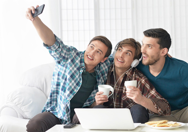 men having fun taking selfie photo - Photo, image