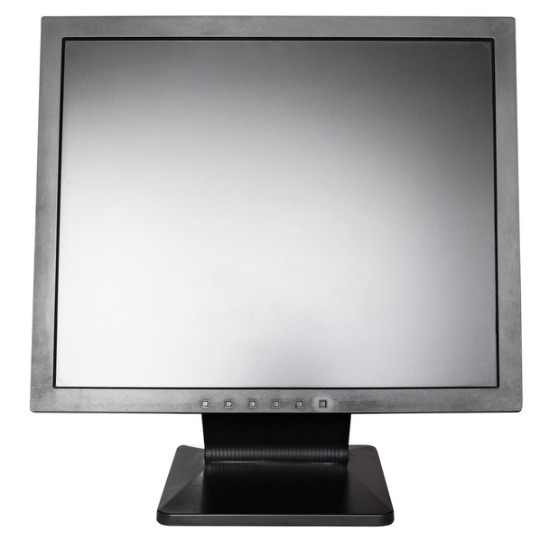 front view of old used black LCD monitor isolated - Photo, Image