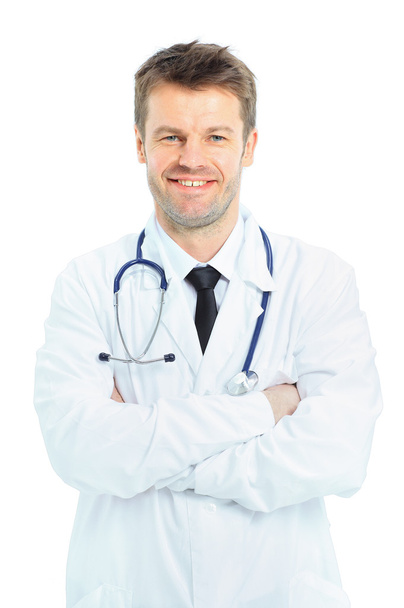 Smiling medical doctor man with stethoscope - 写真・画像