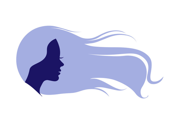 Vektori kuva naisen siluetti kauniit hiukset
 - Vektori, kuva