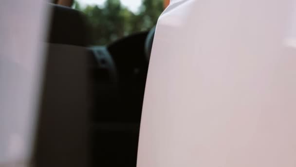 Opening white van car door  - Video