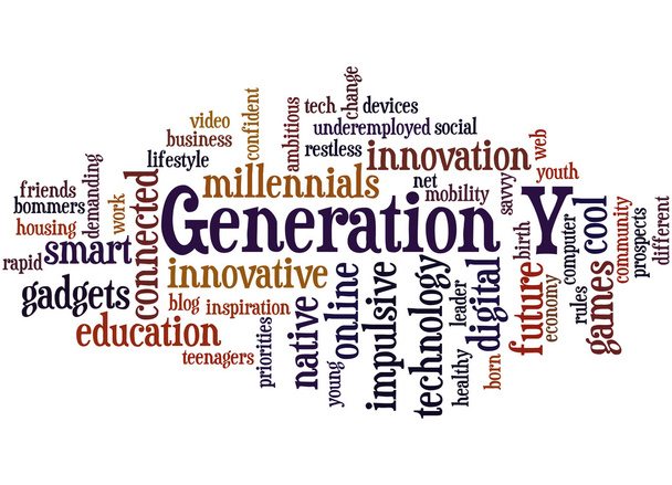 Generation y, Wort Cloud-Konzept 8 - Foto, Bild