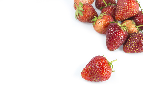 Stawberries and leader isolated on white background for business - Фото, изображение