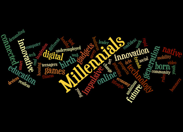 Millennials, Word Cloud Konzept 6 - Foto, Bild