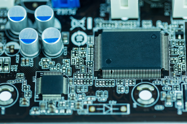 Close up image : electrical circuit mother board from computer - Foto, afbeelding
