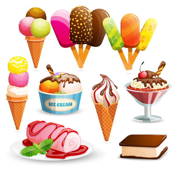 アイスクリームセット - ベクター画像