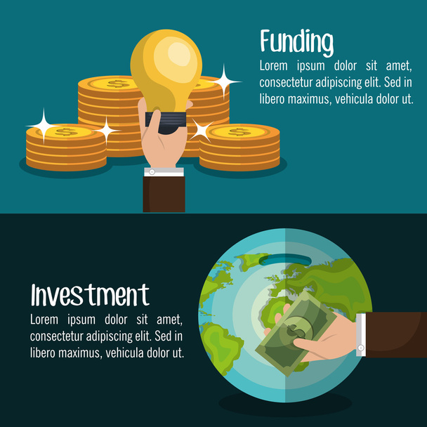 σχέδιο χρηματοδότησης και επενδύσεων - Διάνυσμα, εικόνα