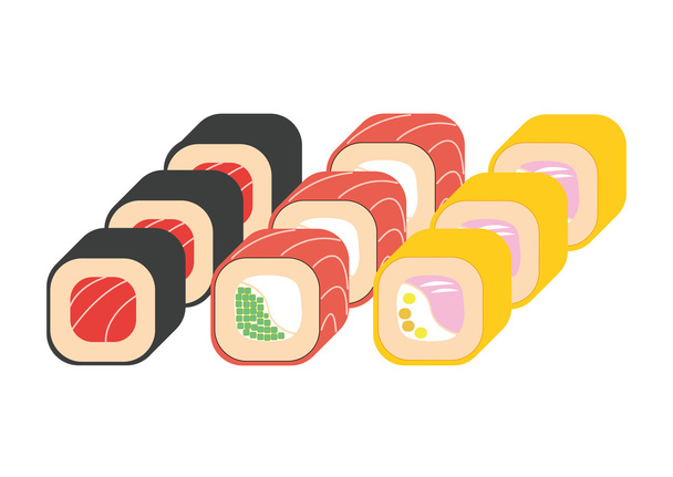 Sushi rolls set - Vektor, Bild