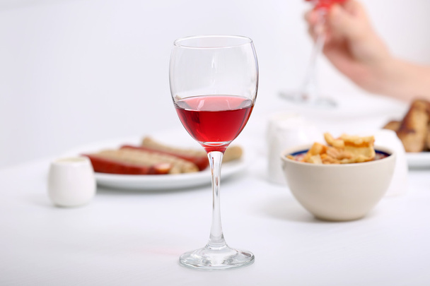 Dinner with glasses of wine  - Φωτογραφία, εικόνα