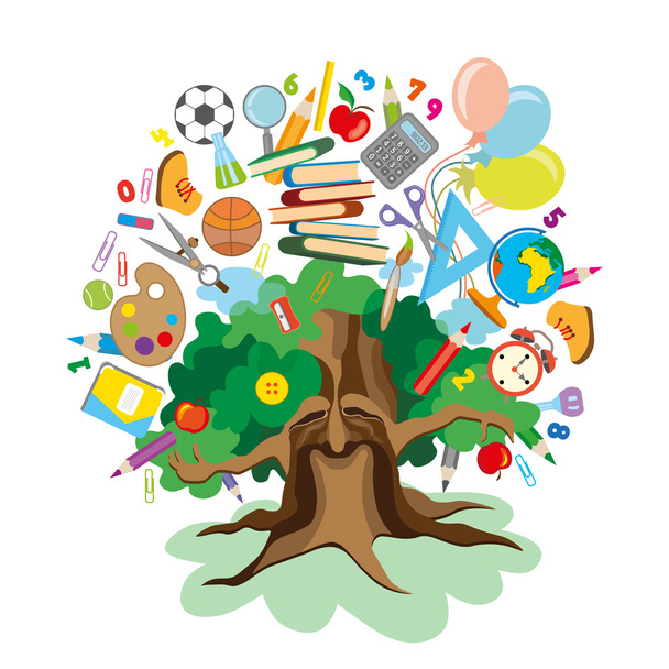 back to school - tree with education icons - Photo, Image