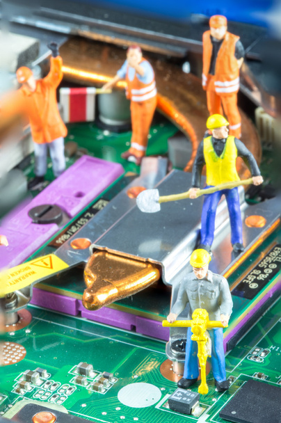 Team of engineers repairing circuit mother board. Computer repai - Photo, Image