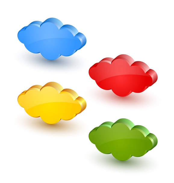Colorful three dimensional cloud icons on white background - ベクター画像
