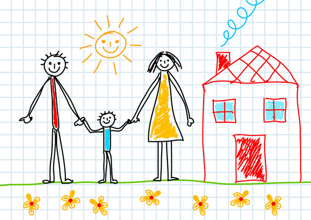 Drawing of family - Vector, Image