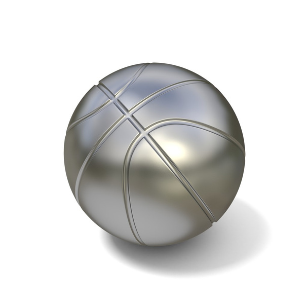 Silver basketball ball isolated on white background. 3D  - Zdjęcie, obraz