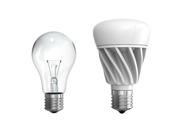 Lampadina a incandescenza e lampadina a LED isolate su sfondo bianco
 - Foto, immagini