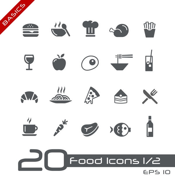 Food Icons - Set 1 of 2 / / Basics
 - Вектор,изображение