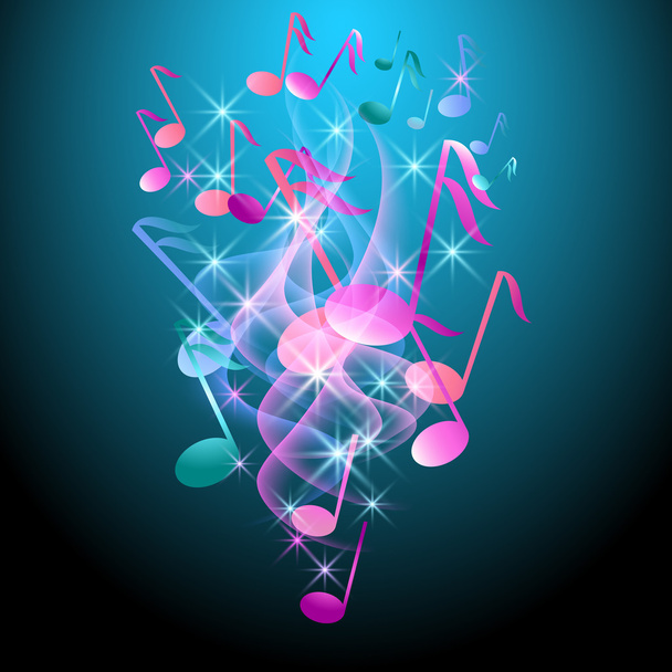 Glowing background with musical notes - Διάνυσμα, εικόνα