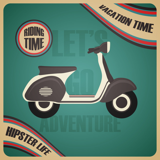 classic retro scooter poster - Vector, Image