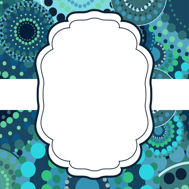 Patterned frame background invitation circular ornament blue - Вектор,изображение