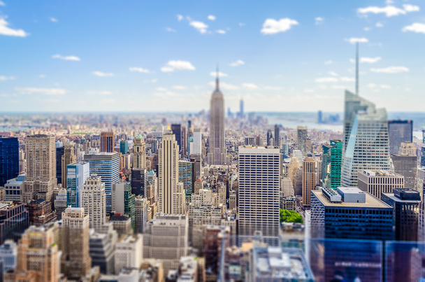 Vue aérienne de Manhattan skyline. Effet de basculement appliqué
 - Photo, image