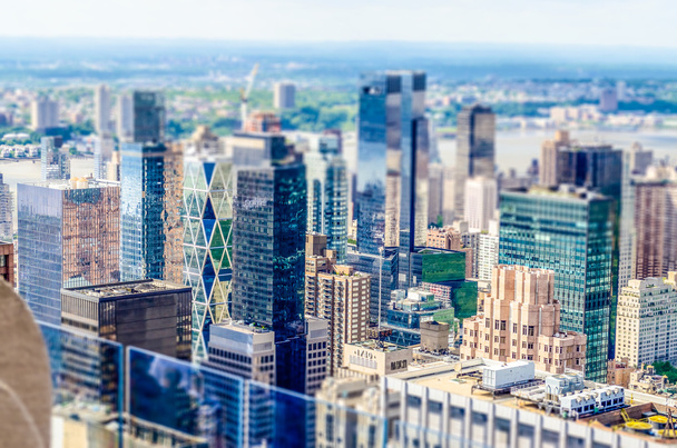 Aerial view of Manhattan skyline. Tilt-shift effect applied - Photo, Image