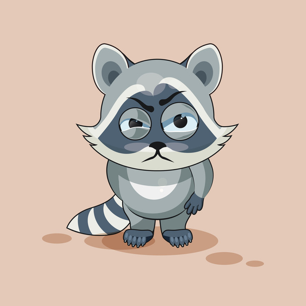 isolated Emoji character cartoon Raccoon cub sticker emoticon with angry emotion - Vector, Image