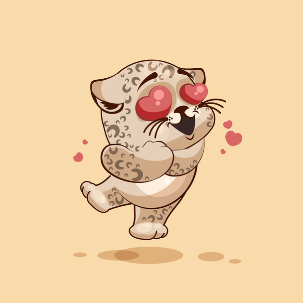 pojedyncze emoji charakter Cartoon Leopard CUB w miłości pływające z serca naklejki emotikon - Wektor, obraz