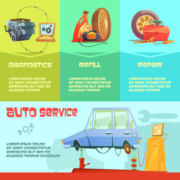 Auto σύνολο Infographic υπηρεσιών - Διάνυσμα, εικόνα