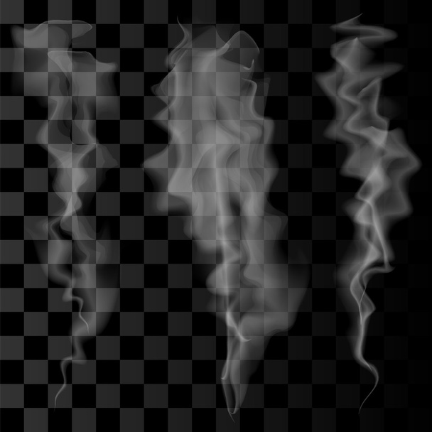 Smoke Set.  Smoke Waves on Transparent Background - Vector, Image