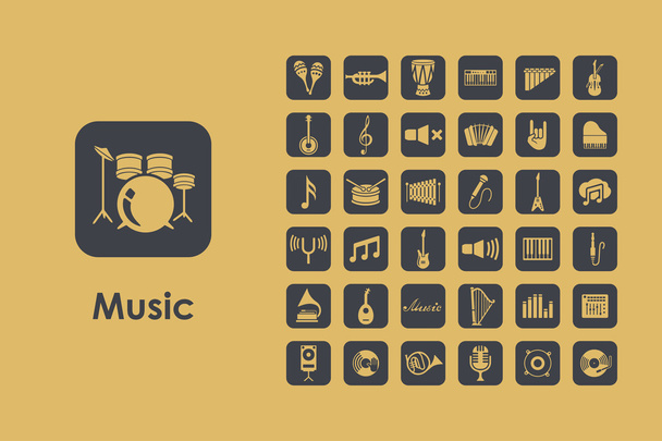 Set van muziek eenvoudig pictogrammen - Vector, afbeelding