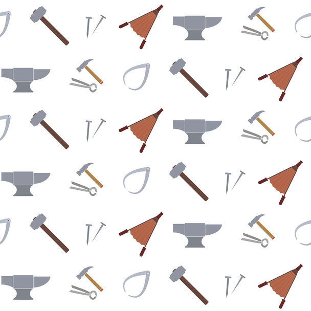 Seamless pattern with blacksmith tools  - Vector, Image