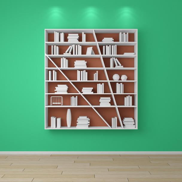 3D-gerenderde boekenkasten. - Foto, afbeelding