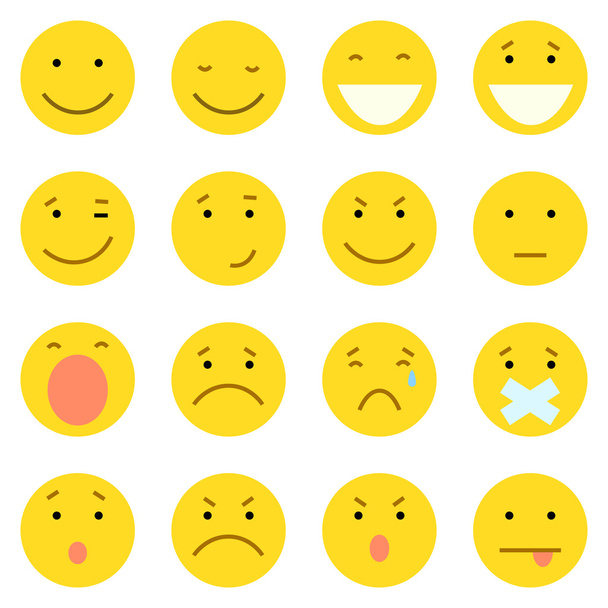Set gelber Emoticons - Vektor, Bild