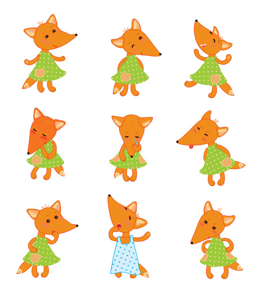 The baby foxes emotions - Vector, Image