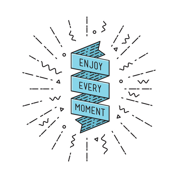 Enjoy every moment, flat design thin line banner - Vector, afbeelding