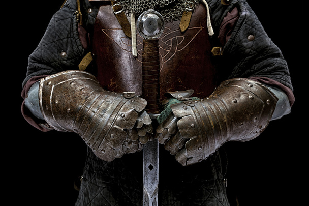 Knight on black background - Photo, Image