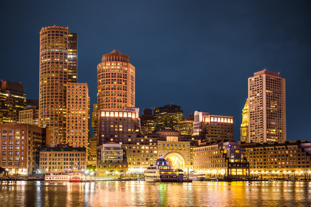 Skyline nocy Boston - Zdjęcie, obraz