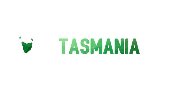 Yeşil poligonal mozaik harita Tasmania, Tas - siyasi bir parçası  - Vektör, Görsel