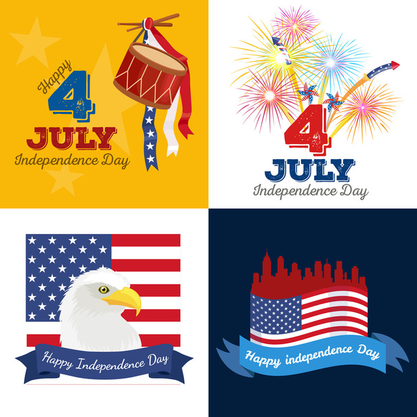 Happy fourth of july, Independence Day Vector Design illustraion - Вектор,изображение