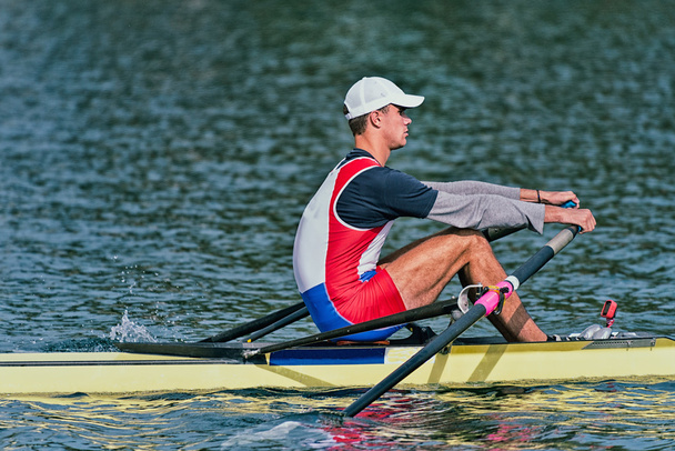 Single scull rowing competitor - Photo, Image