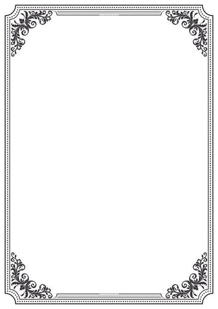 Black decorative vector frame with vignettes.  A4 page format.  - Vektori, kuva