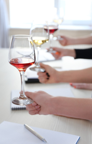 Experts tasting new sorts of wine   - Фото, изображение